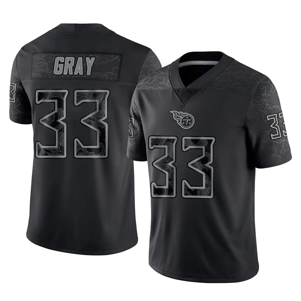 Tuec T.Titans #33 Cedric Gray Player Black Limited Reflective Home Game Stitched Jerseys