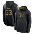 Tuec T.Titans #33 Cedric Gray Player Black Salute to Service Sideline Performance Pullover Hoodies Home Game Stitched Jerseys