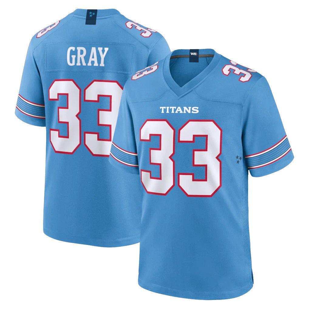 Tuec T.Titans #33 Cedric Gray Player Light Blue 2026 Game Home Stitched Jerseys