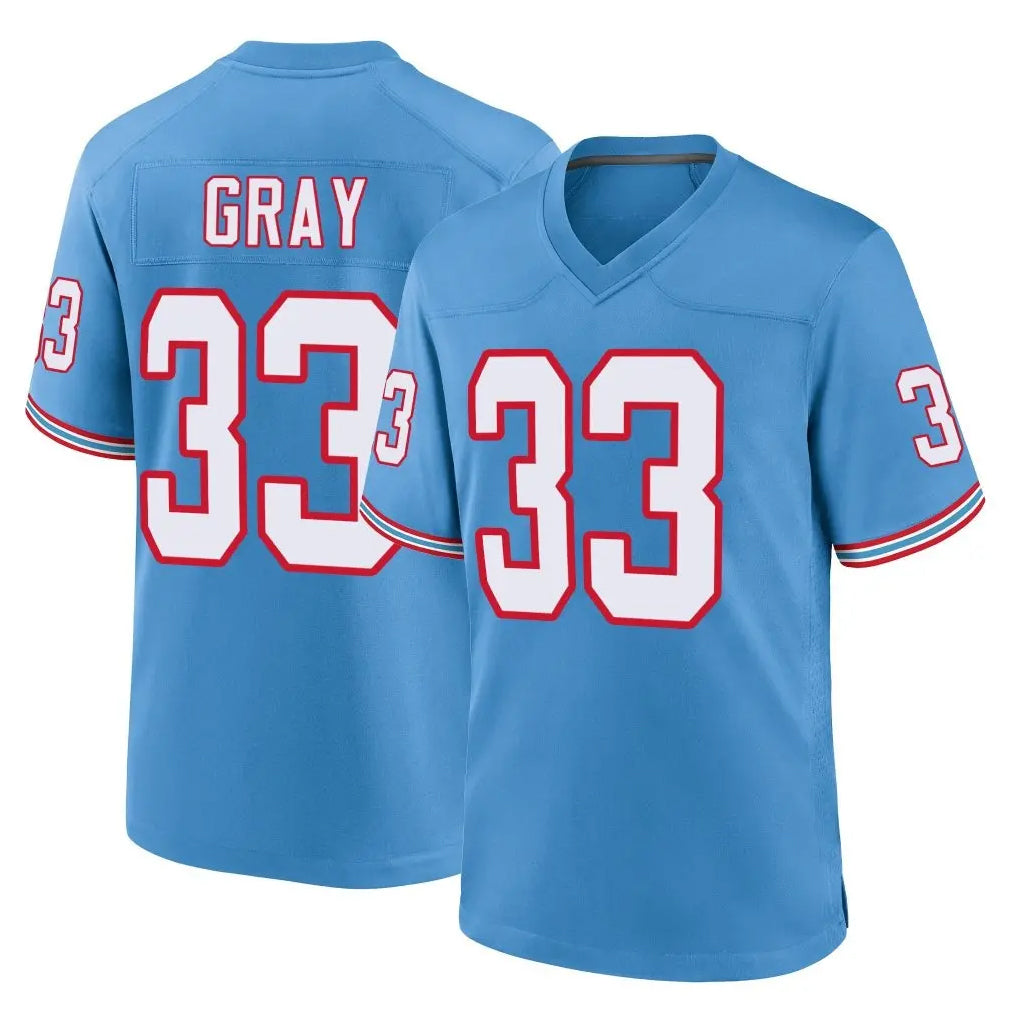 Tuec T.Titans #33 Cedric Gray Player Light Blue Oilers Throwback Home Game Stitched Jerseys
