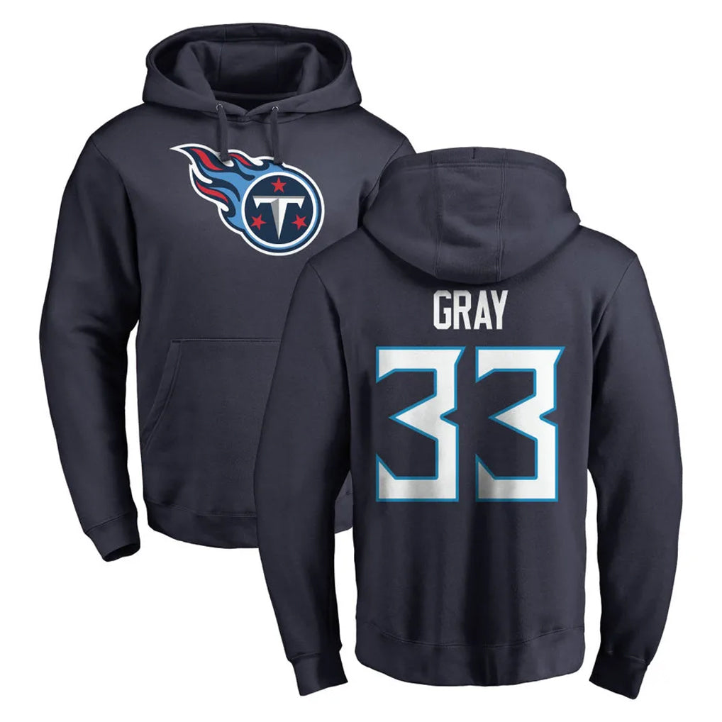 Tuec T.Titans #33 Cedric Gray Player Navy Logo Pullover Hoodies Home Game Stitched Jerseys