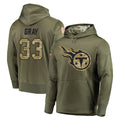 Tuec T.Titans #33 Cedric Gray Player Olive Salute to Service Pullover Hoodies Home Game Stitched Jerseys