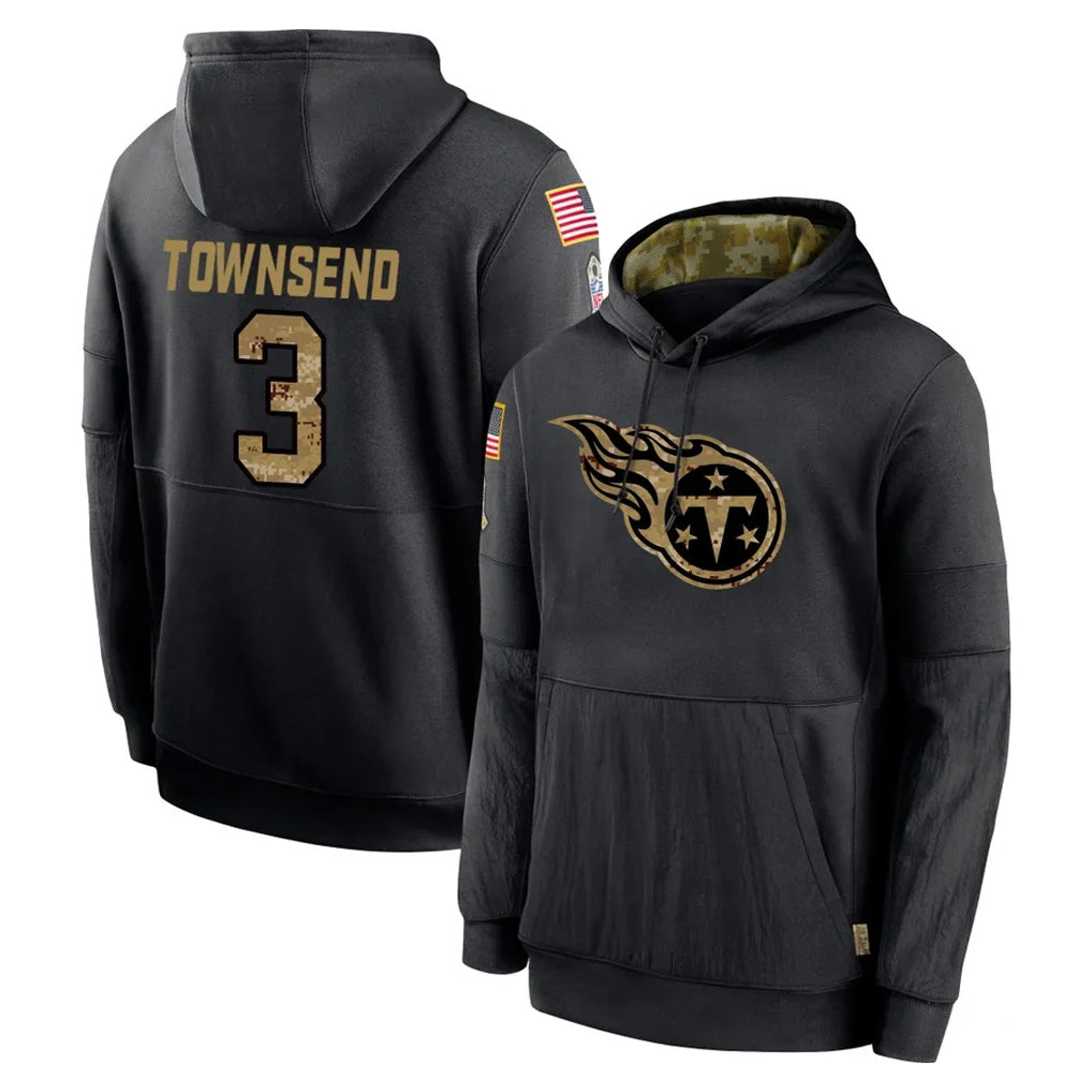 Tuec T.Titans #3 Tommy Townsend Player Black Salute to Service Sideline Performance Pullover Hoodies Home Game Stitched Jerseys