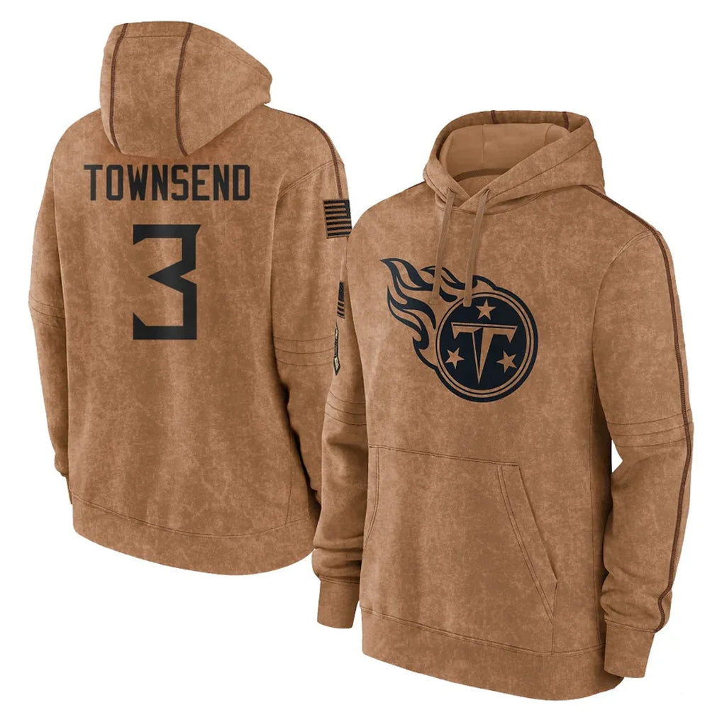 Tuec T.Titans #3 Tommy Townsend Player Brown Salute To Service Club Pullover Hoodies Home Game Stitched Jerseys