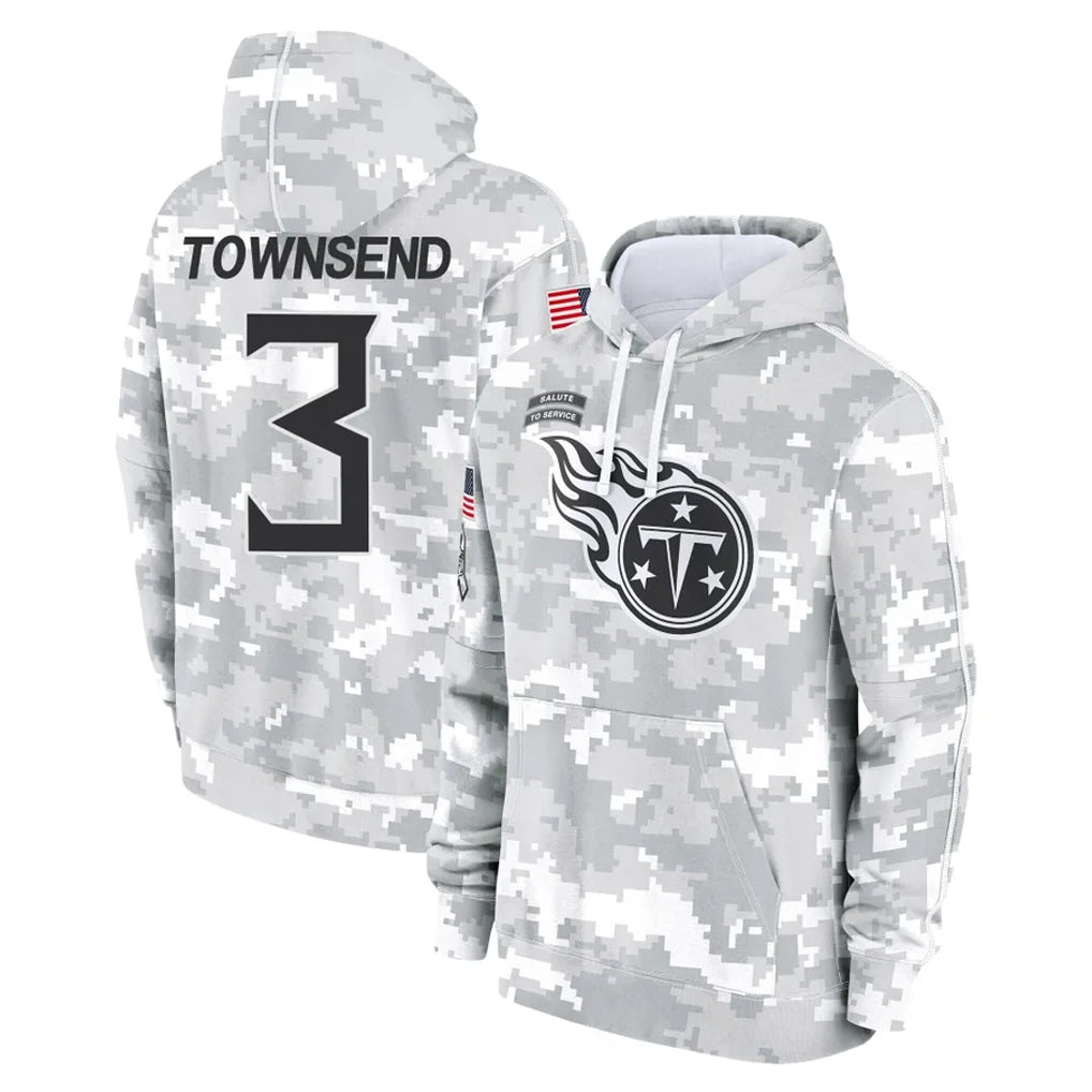 Tuec T.Titans #3 Tommy Townsend Player Camo Arctic Salute to Service Pullover Hoodies Home Game Stitched Jerseys