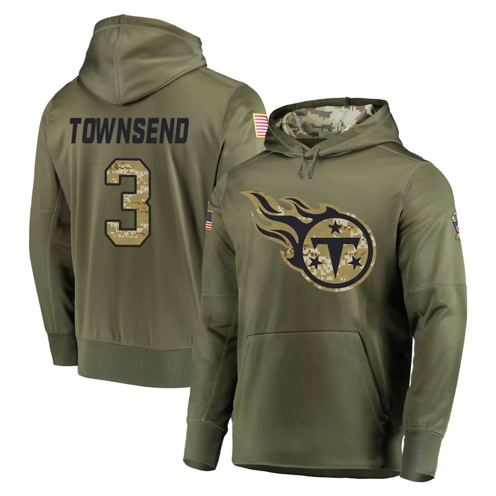 Tuec T.Titans #3 Tommy Townsend Player Olive Salute to Service Pullover Hoodies Home Game Stitched Jerseys