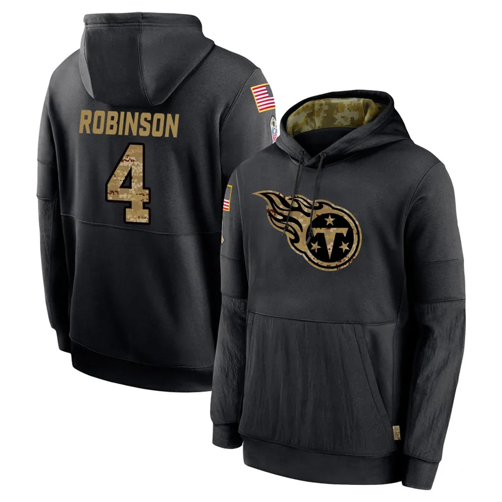 Tuec T.Titans #4 Wan'Dale Robinson Player Black Salute to Service Sideline Performance Pullover Hoodies Home Game Stitched Jerseys