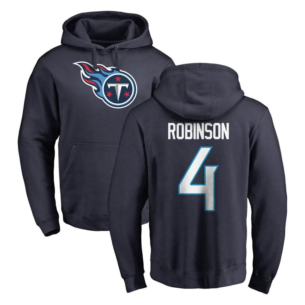 Tuec T.Titans #4 Wan'Dale Robinson Player Navy Logo Pullover Hoodies Home Game Stitched Jerseys