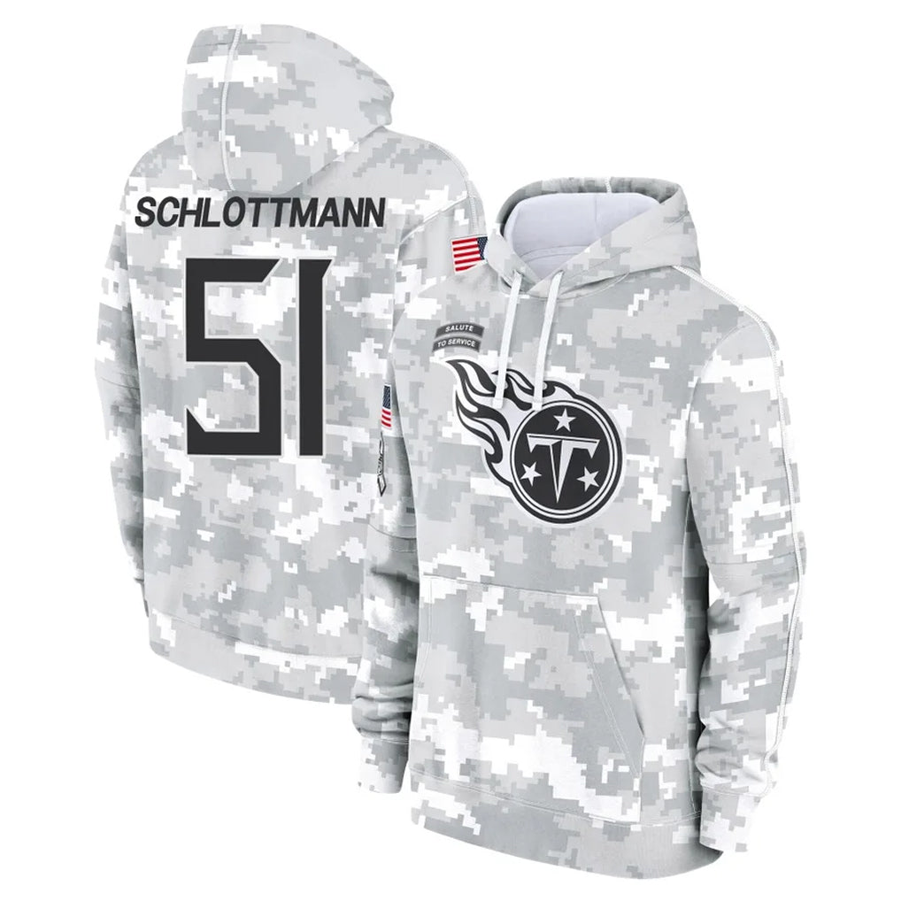 Tuec T.Titans #51 Austin Schlottmann Player Camo Arctic Salute to Service Pullover Hoodies Home Game Stitched Jerseys