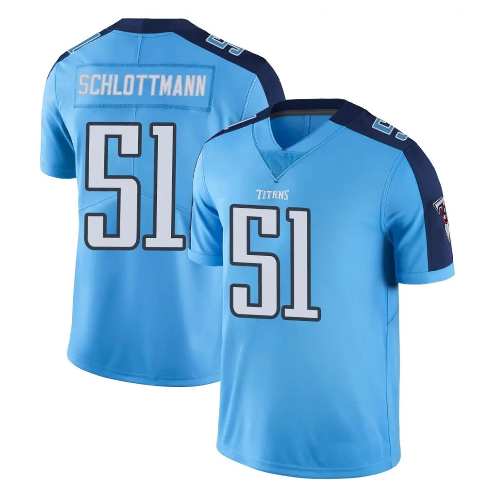 Tuec T.Titans #51 Austin Schlottmann Player Light Blue Limited Color Rush Home Game Stitched Jerseys