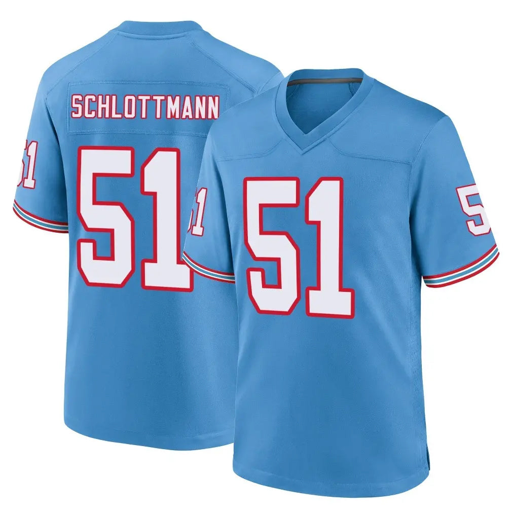 Tuec T.Titans #51 Austin Schlottmann Player Light Blue Oilers Throwback Home Game Stitched Jerseys