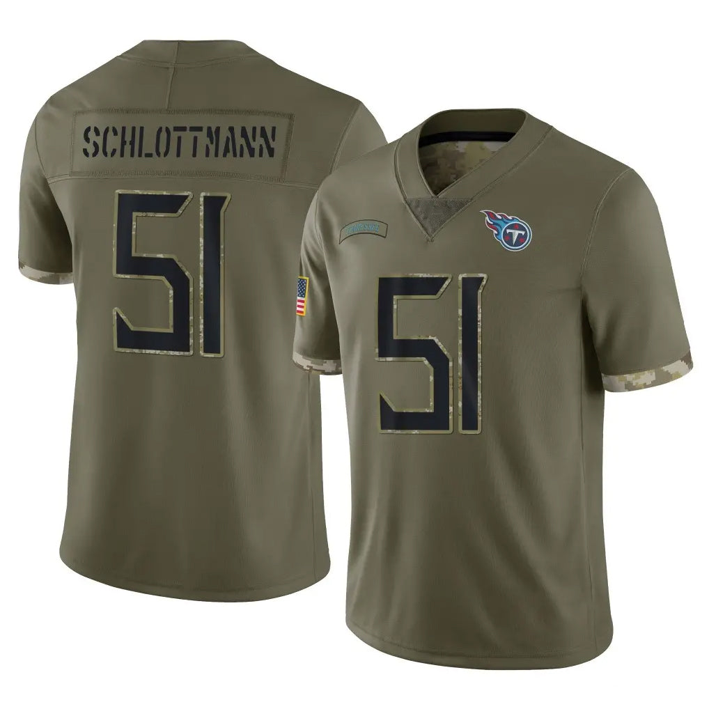 Tuec T.Titans #51 Austin Schlottmann Player Olive Limited Salute to Service Home Game Stitched Jerseys