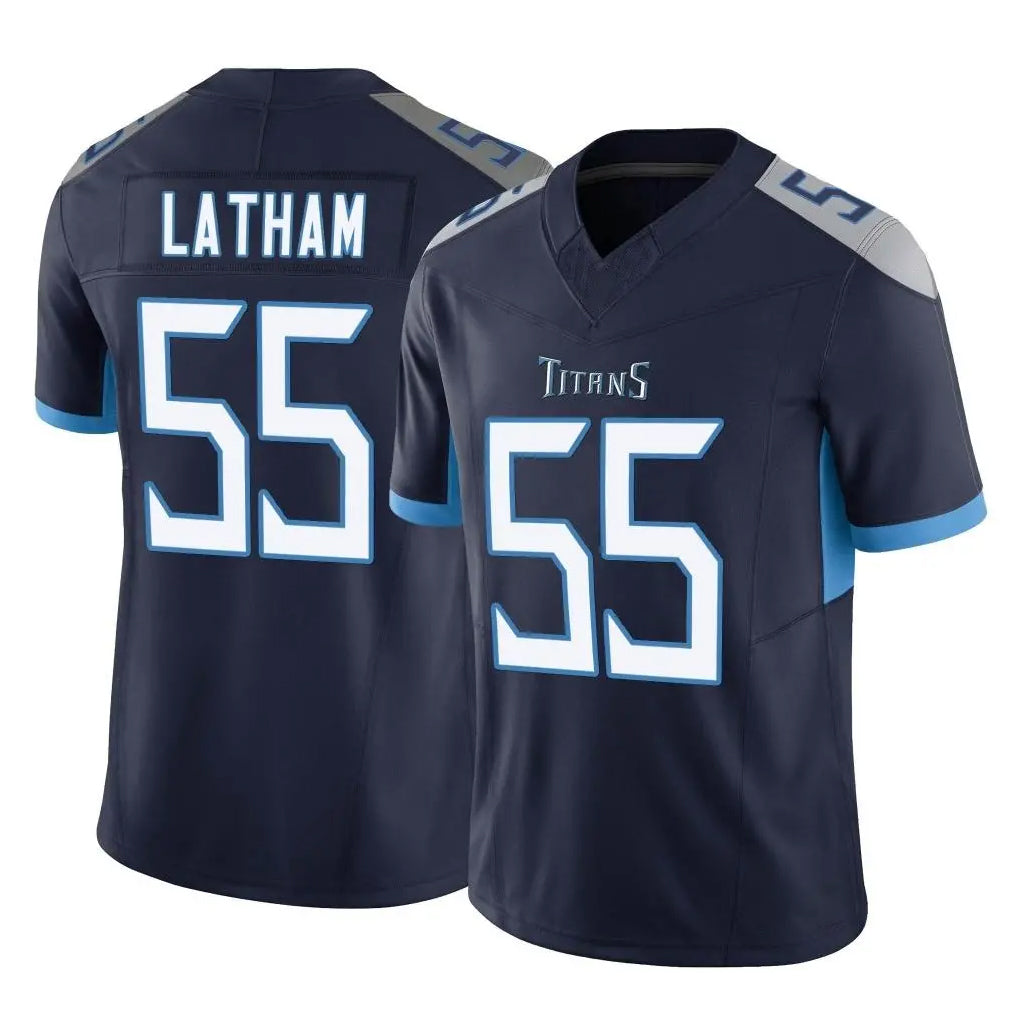 Tuec T.Titans #55 JC Latham Player Navy Limited Vapor F.U.S.E. Home Game Stitched Jerseys