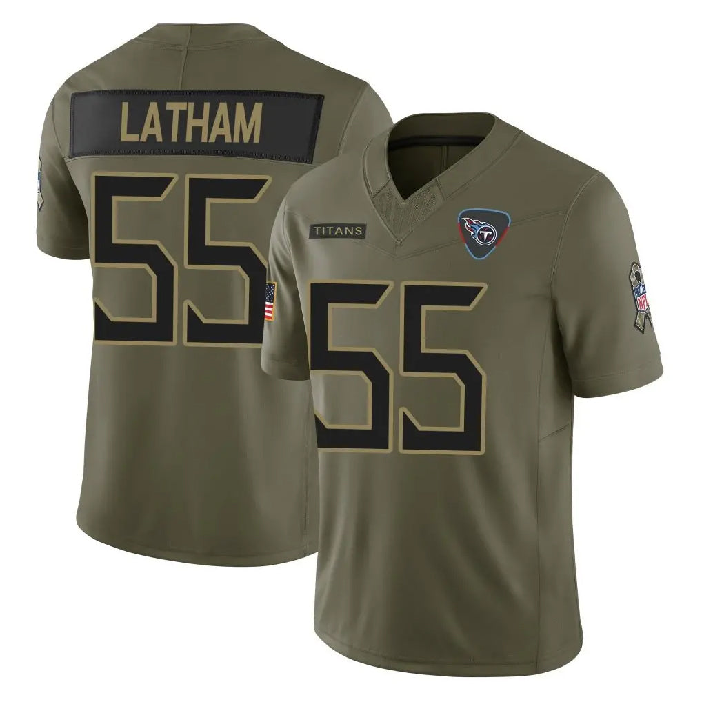 Tuec T.Titans #55 JC Latham Player Olive Limited 2025 Salute to Service Home Game Stitched Jerseys