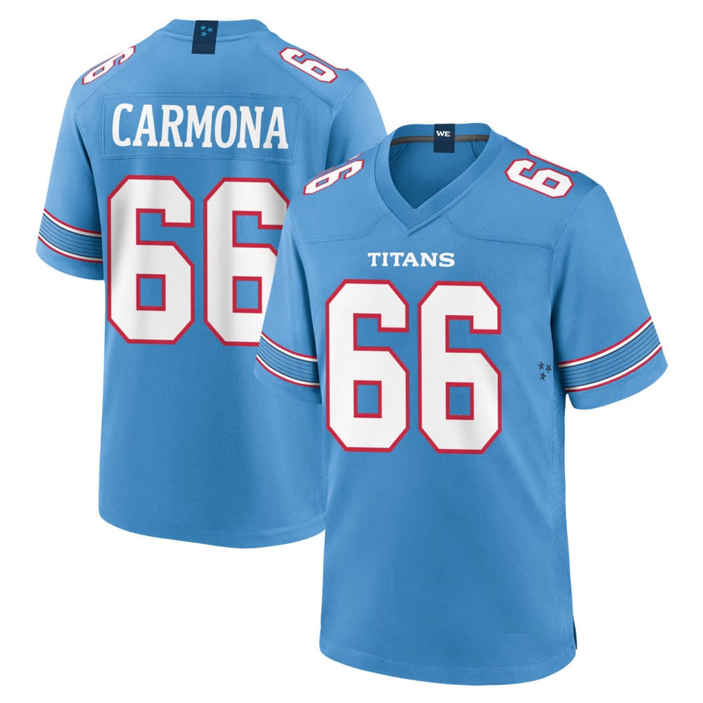 Tuec T.Titans #66 Fernando Carmona Jr. Player Light Blue 2026 Game Home Stitched Jerseys