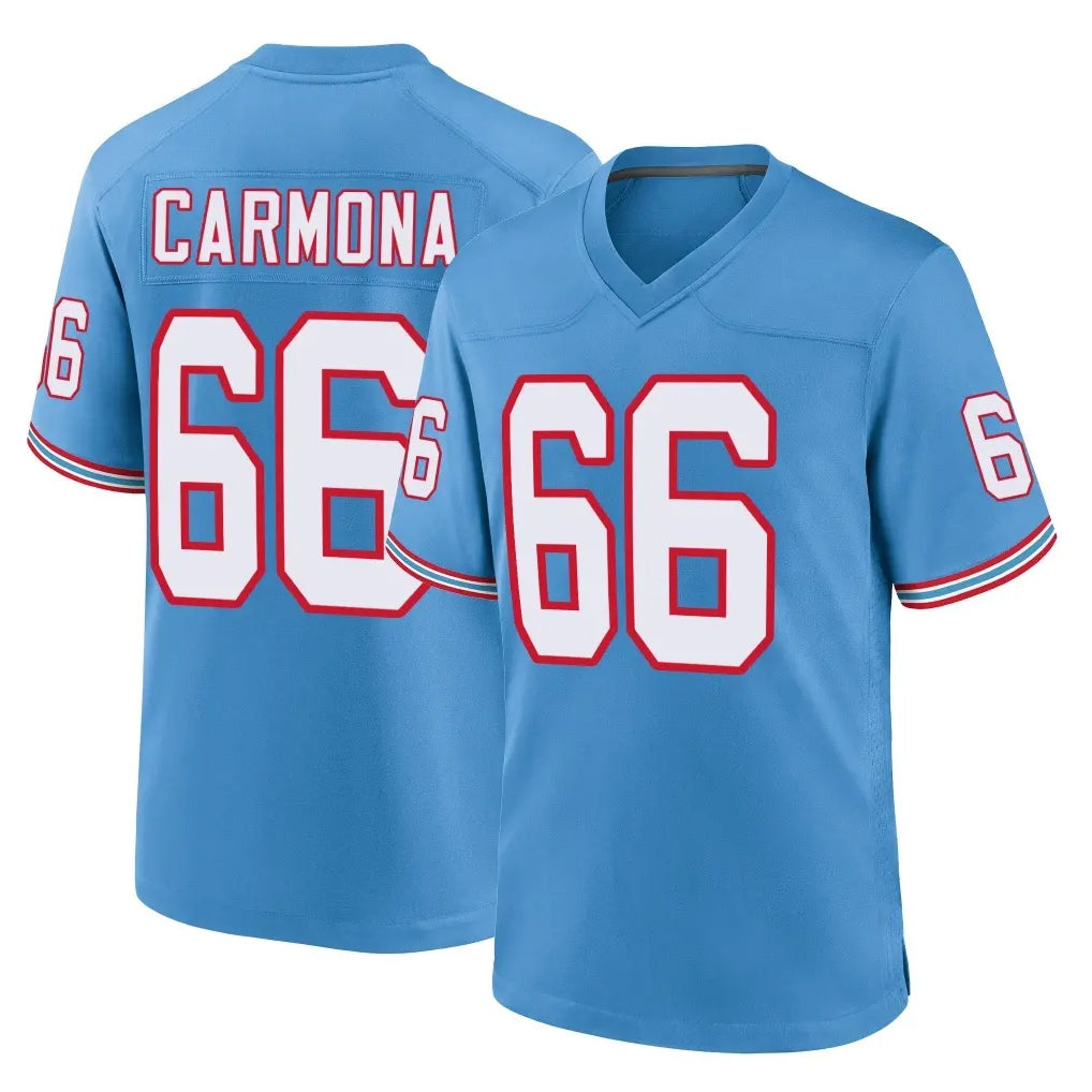 Tuec T.Titans #66 Fernando Carmona Jr. Player Light Blue Oilers Throwback Home Game Stitched Jerseys