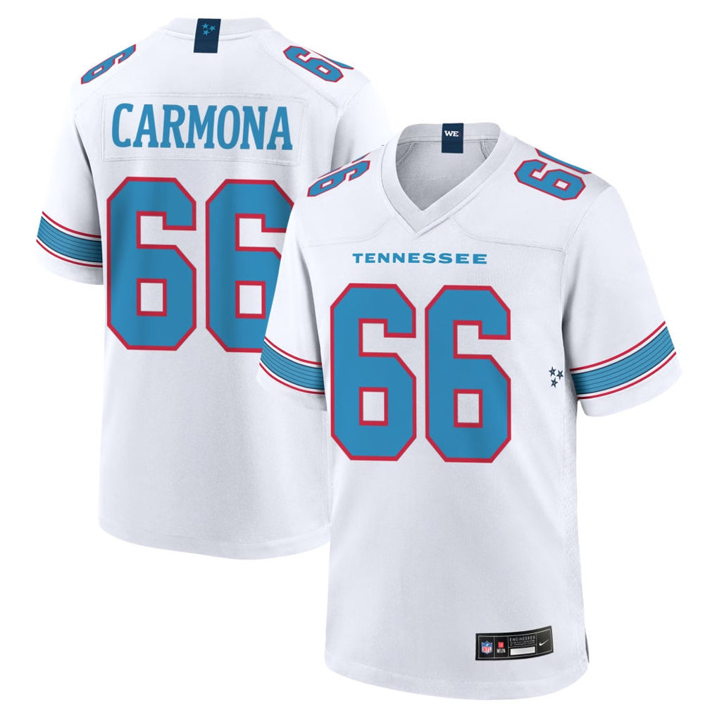 Tuec T.Titans #66 Fernando Carmona Jr. Player White 2026 Game Home Stitched Jerseys
