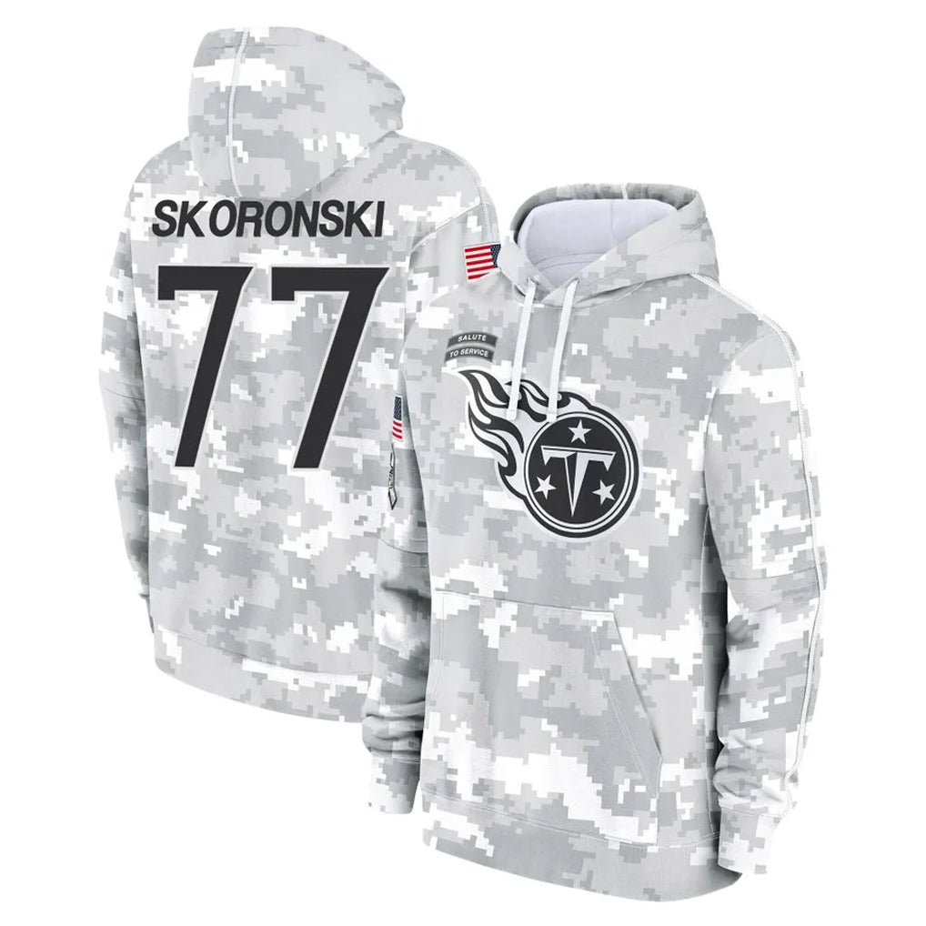 Tuec T.Titans #77 Peter Skoronski Player Camo Arctic Salute to Service Pullover Hoodies Home Game Stitched Jerseys