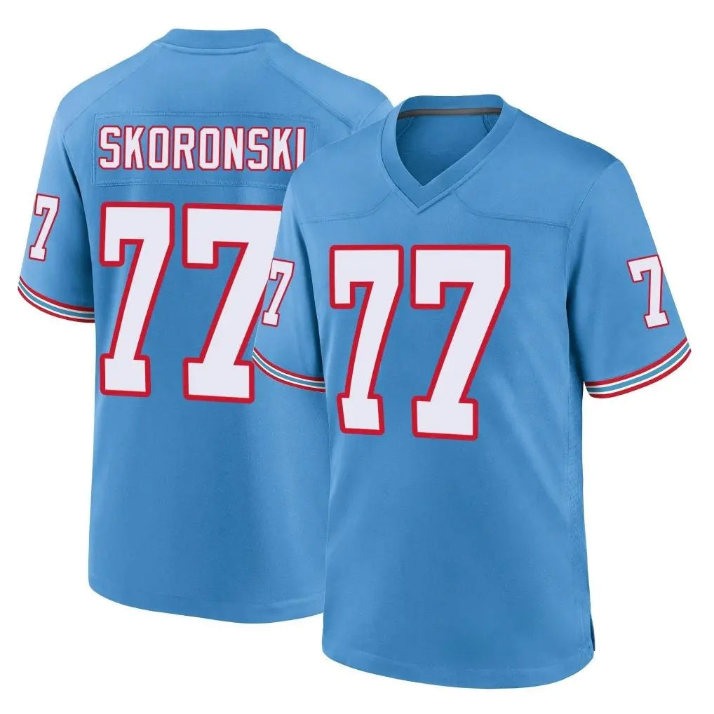 Tuec T.Titans #77 Peter Skoronski Player Light Blue Oilers Throwback Home Game Stitched Jerseys
