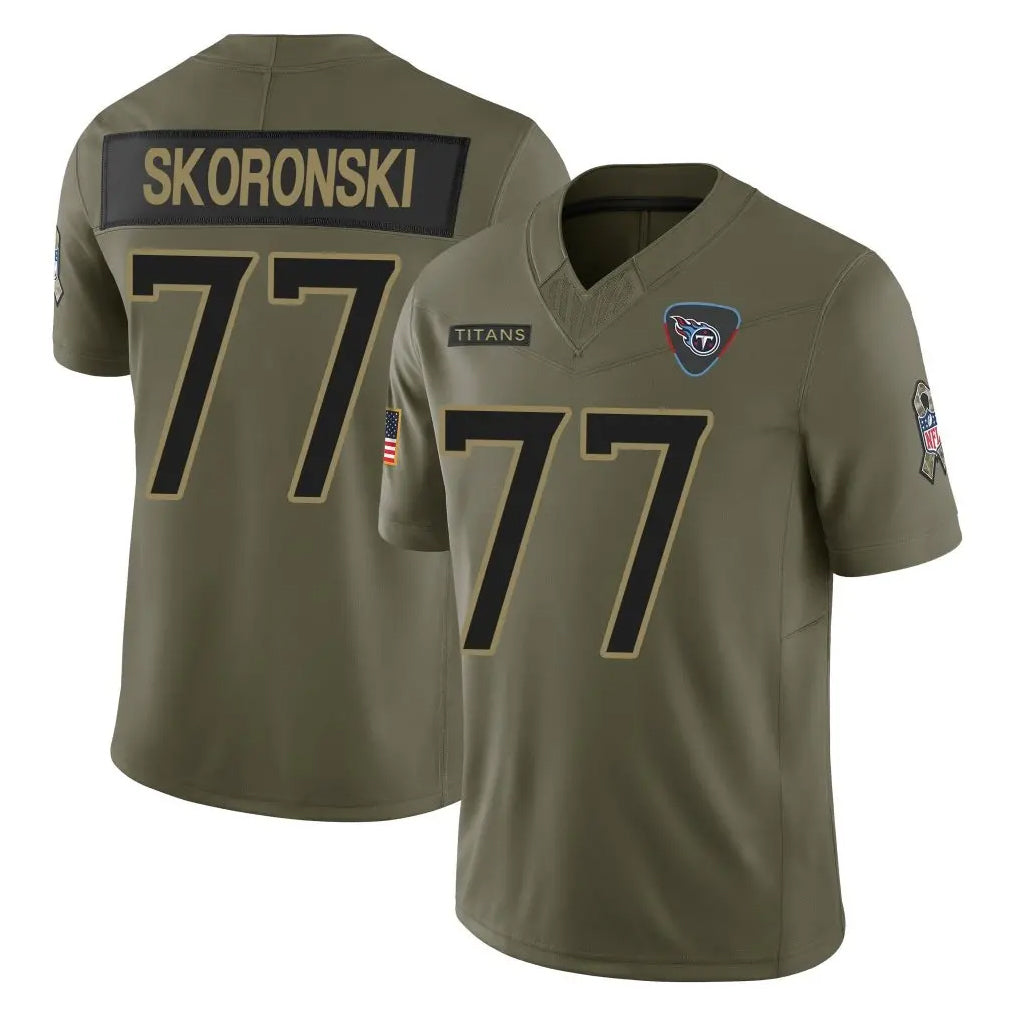 Tuec T.Titans #77 Peter Skoronski Player Olive Limited 2025 Salute to Service Home Game Stitched Jerseys
