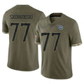 Tuec T.Titans #77 Peter Skoronski Player Olive Limited Salute to Service Home Game Stitched Jerseys