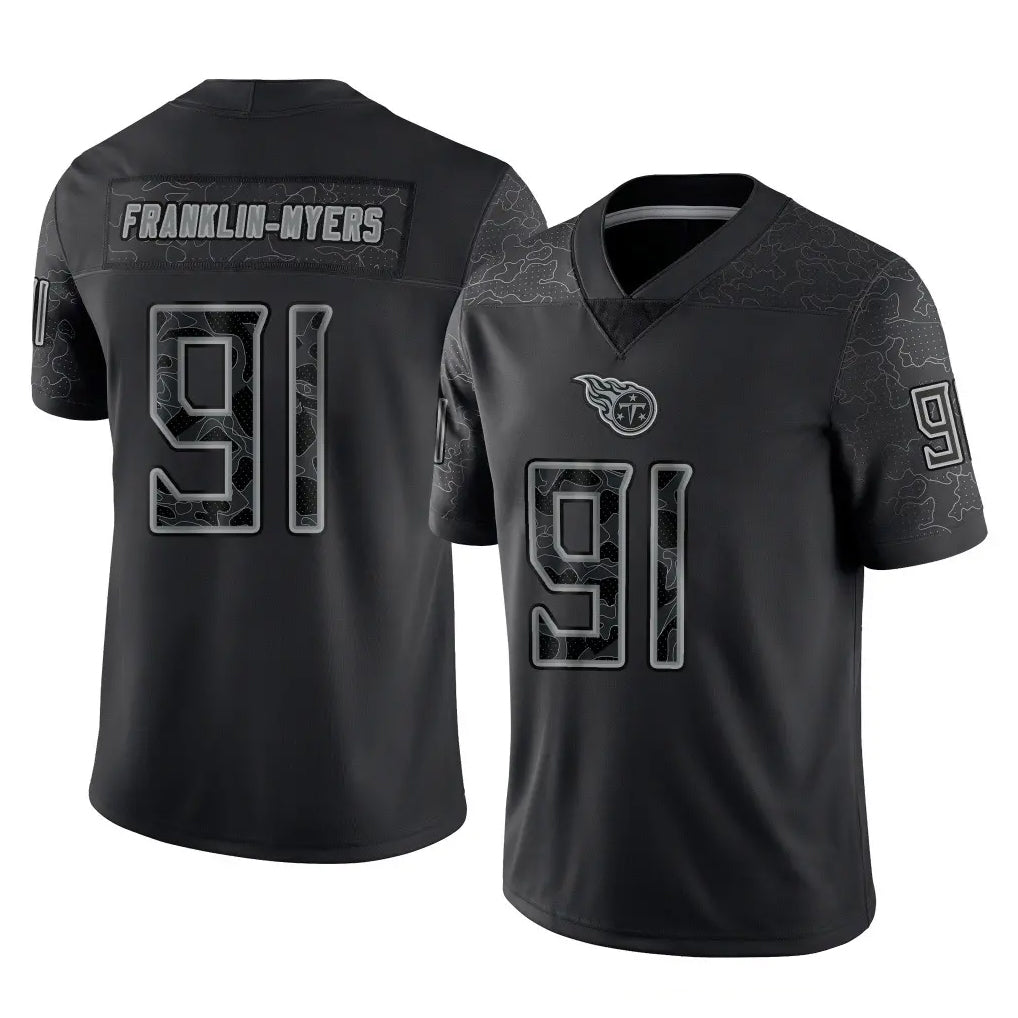 Tuec T.Titans #91 John Franklin-Myers Player Black Limited Reflective Home Game Stitched Jerseys
