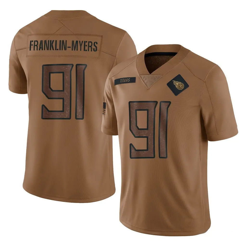 Tuec T.Titans #91 John Franklin-Myers Player Brown Limited Salute to Service Home Game Stitched Jerseys