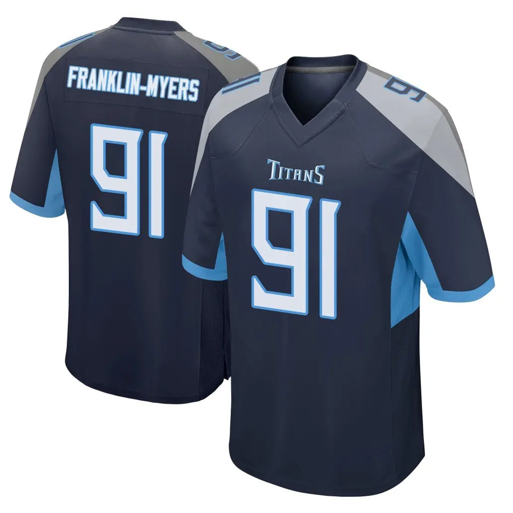Tuec T.Titans #91 John Franklin-Myers Player Navy Home Game Stitched Jerseys