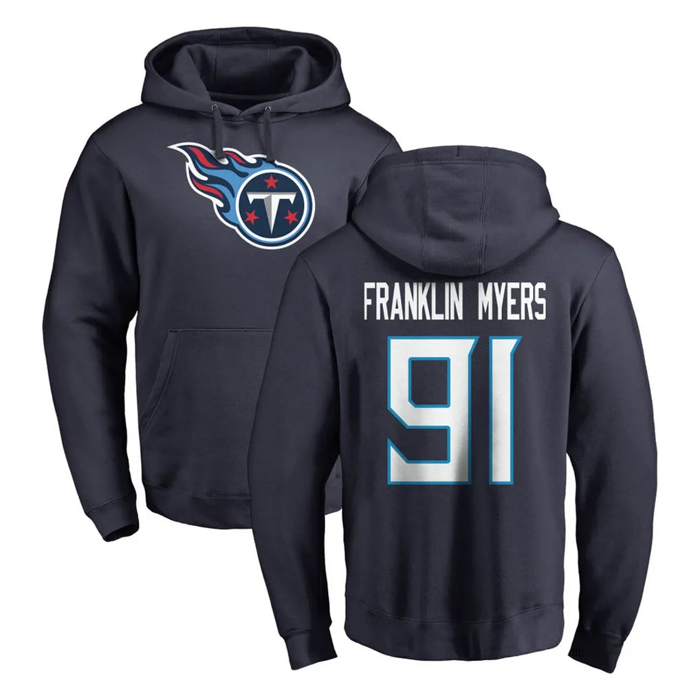Tuec T.Titans #91 John Franklin-Myers Player Navy Logo Pullover Hoodies Home Game Stitched Jerseys