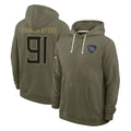 Tuec T.Titans #91 John Franklin-Myers Player Olive Salute to Service Hoodies Home Game Stitched Jerseys