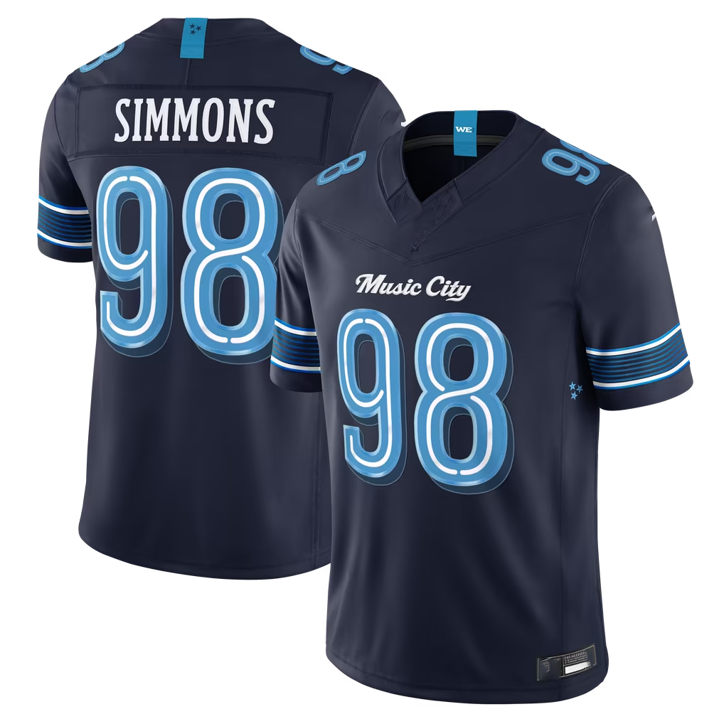 Tuec T.Titans #98 Jeffery Simmons Navy 2026 Rivalries Collection Limited Stitched Jerseys