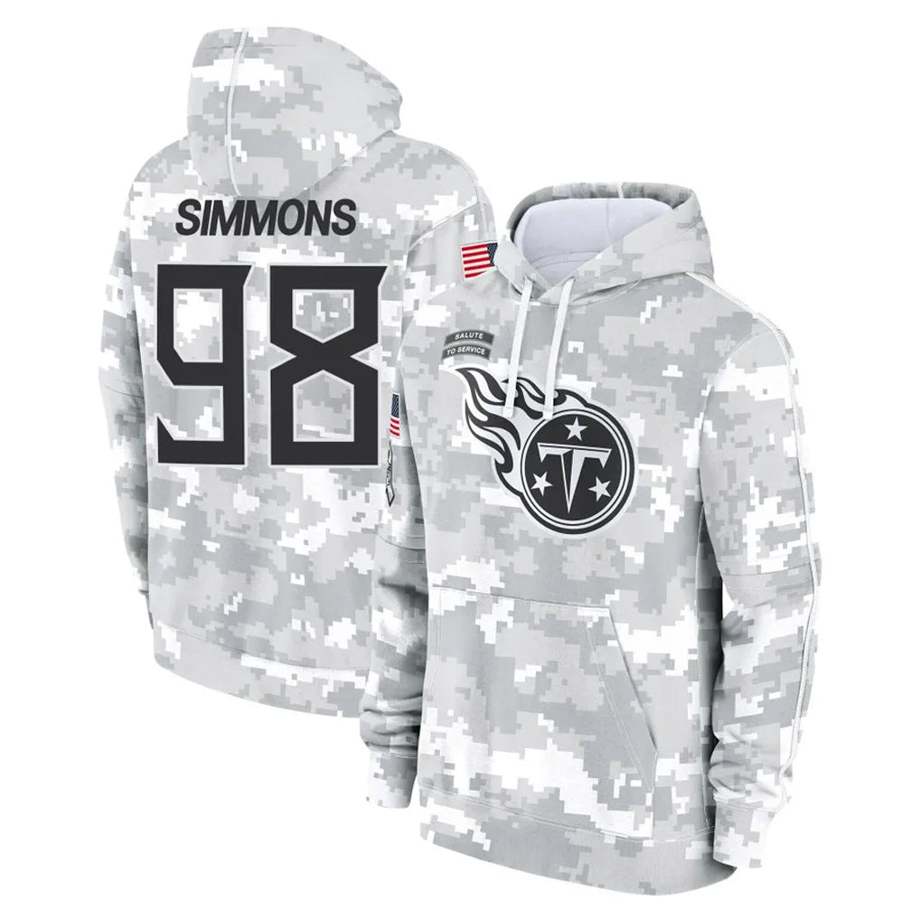 Tuec T.Titans #98 Jeffery Simmons Player Camo Arctic Salute to Service Pullover Hoodies Home Game Stitched Jerseys