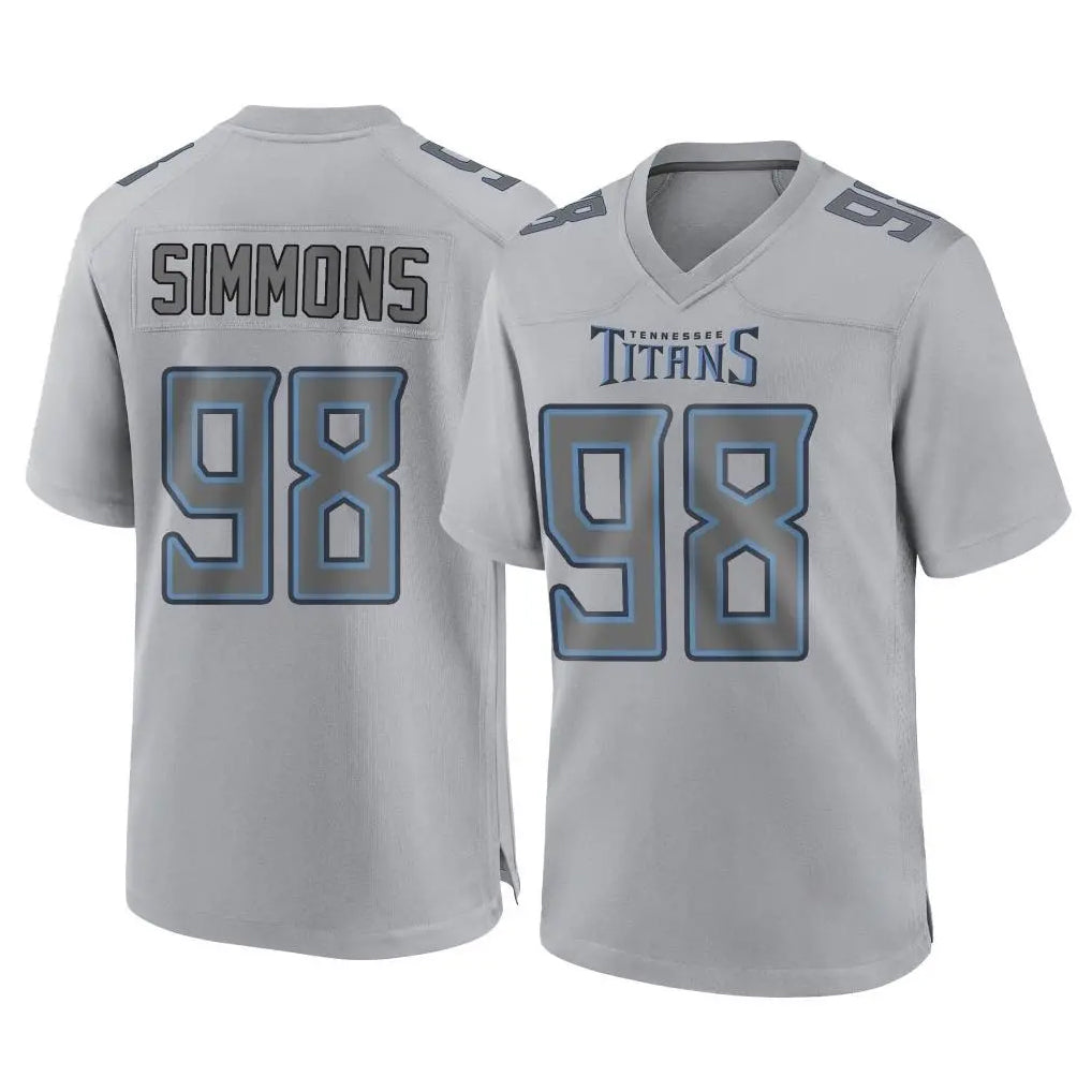Tuec T.Titans #98 Jeffery Simmons Player Gray Atmosphere Fashion Home Game Stitched Jerseys
