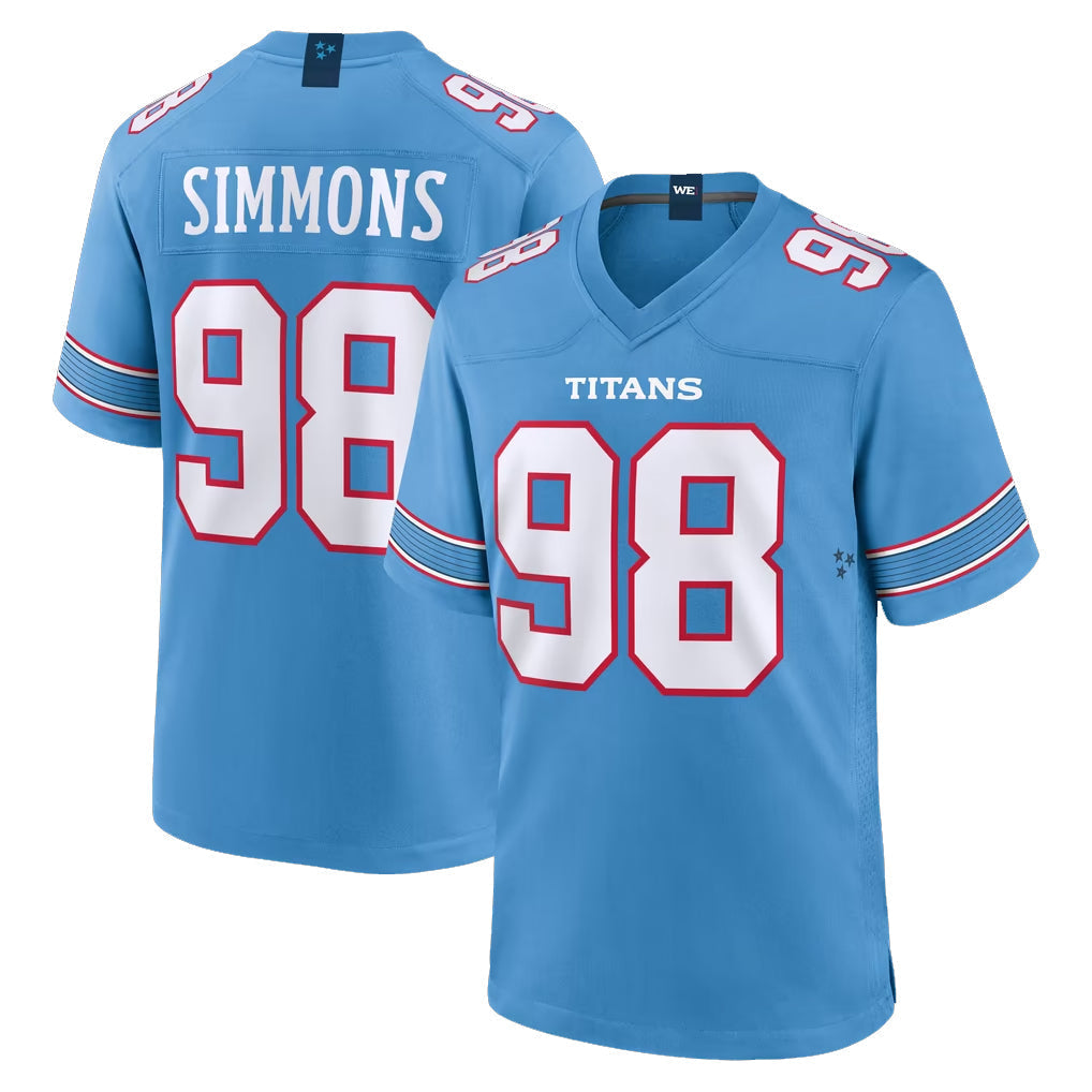 Tuec T.Titans #98 Jeffery Simmons Player Light Blue 2026 Game Home Stitched Jerseys