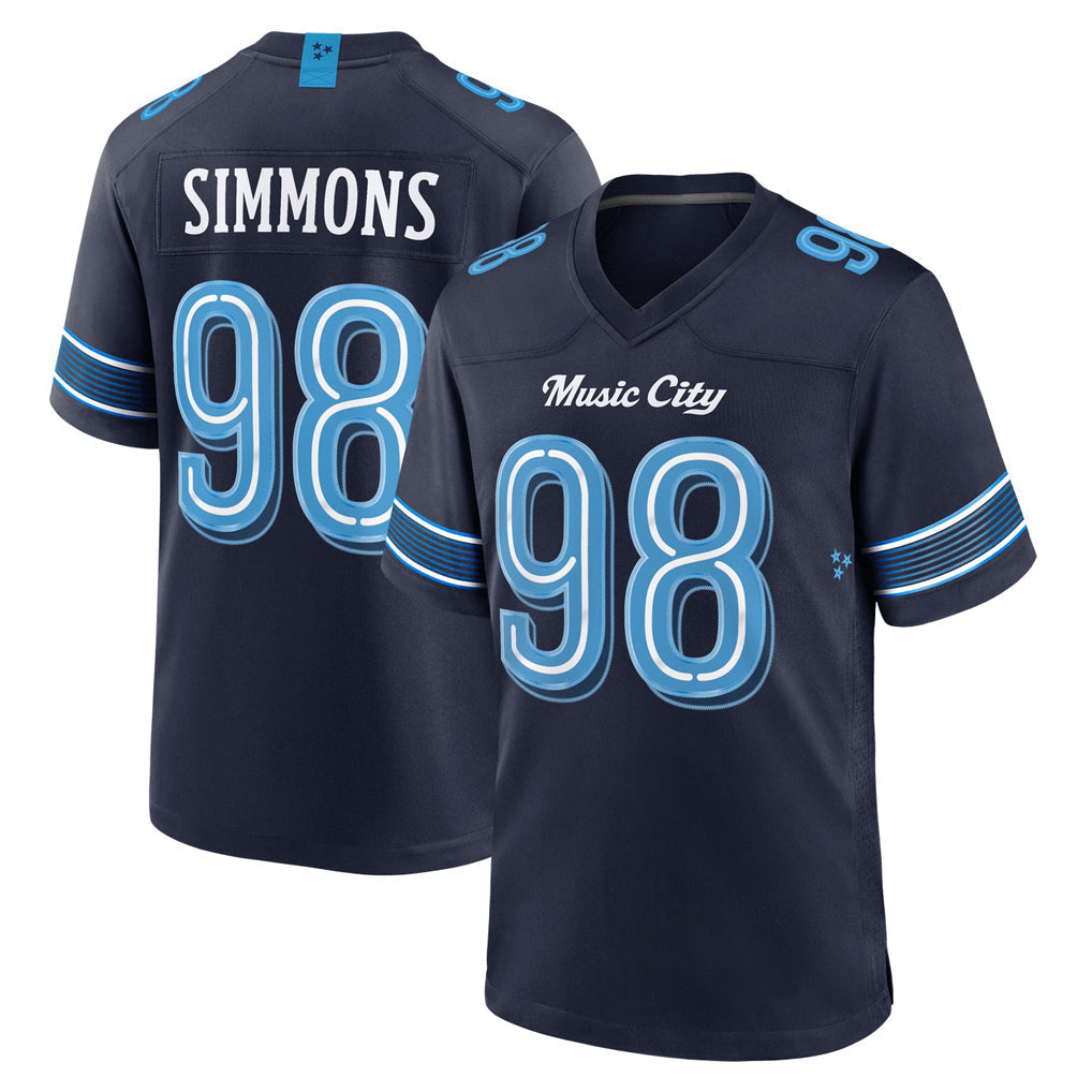 Tuec T.Titans #98 Jeffery Simmons Player Navy 2026 Rivalries Collection Home Game Stitched Jerseys
