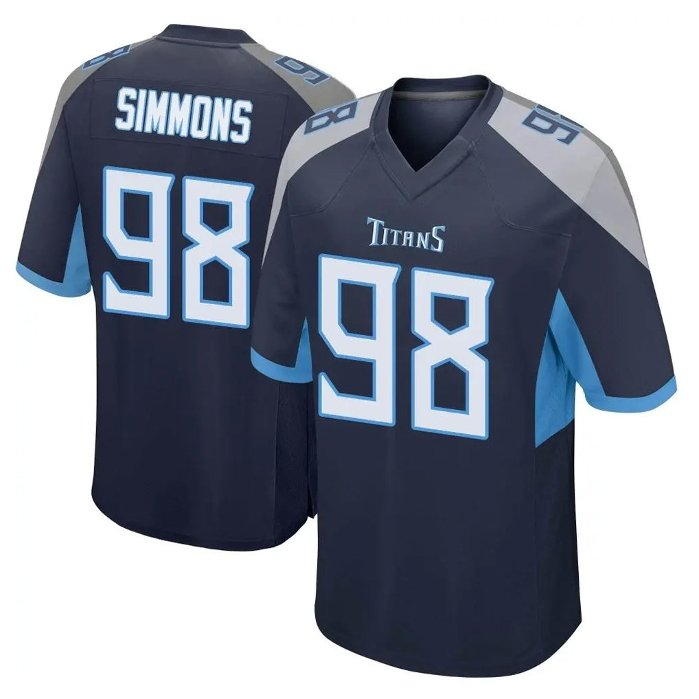 Tuec T.Titans #98 Jeffery Simmons Player Navy Home Game Stitched Jerseys