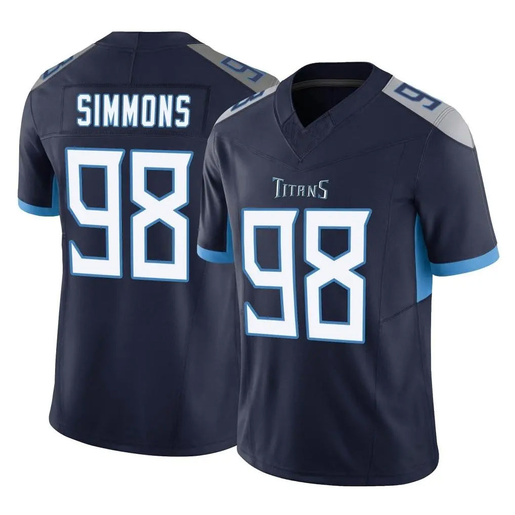 Tuec T.Titans #98 Jeffery Simmons Player Navy Limited Vapor F.U.S.E. Home Game Stitched Jerseys