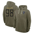 Tuec T.Titans #98 Jeffery Simmons Player Olive Salute to Service Hoodies Home Game Stitched Jerseys