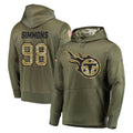 Tuec T.Titans #98 Jeffery Simmons Player Olive Salute to Service Pullover Hoodies Home Game Stitched Jerseys