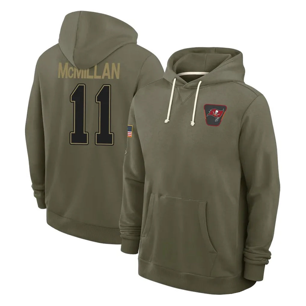 Tuec TB.Buccaneers #11 Jalen McMillan Player Olive Salute to Service Pullover Hoodies Limited Stitched Jerseys
