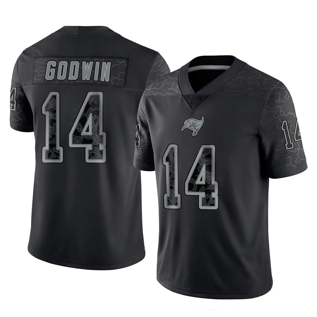 Tuec TB.Buccaneers #14 Chris Godwin Jr. Player Black Reflective Limited Home Game Stitched Jerseys