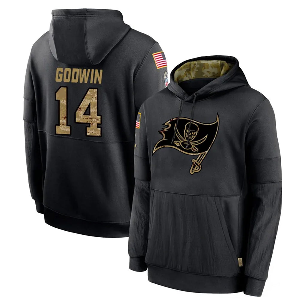 Tuec TB.Buccaneers #14 Chris Godwin Jr. Player Black Salute to Service Sideline Performance Pullover Hoodies Home Game Stitched Jerseys