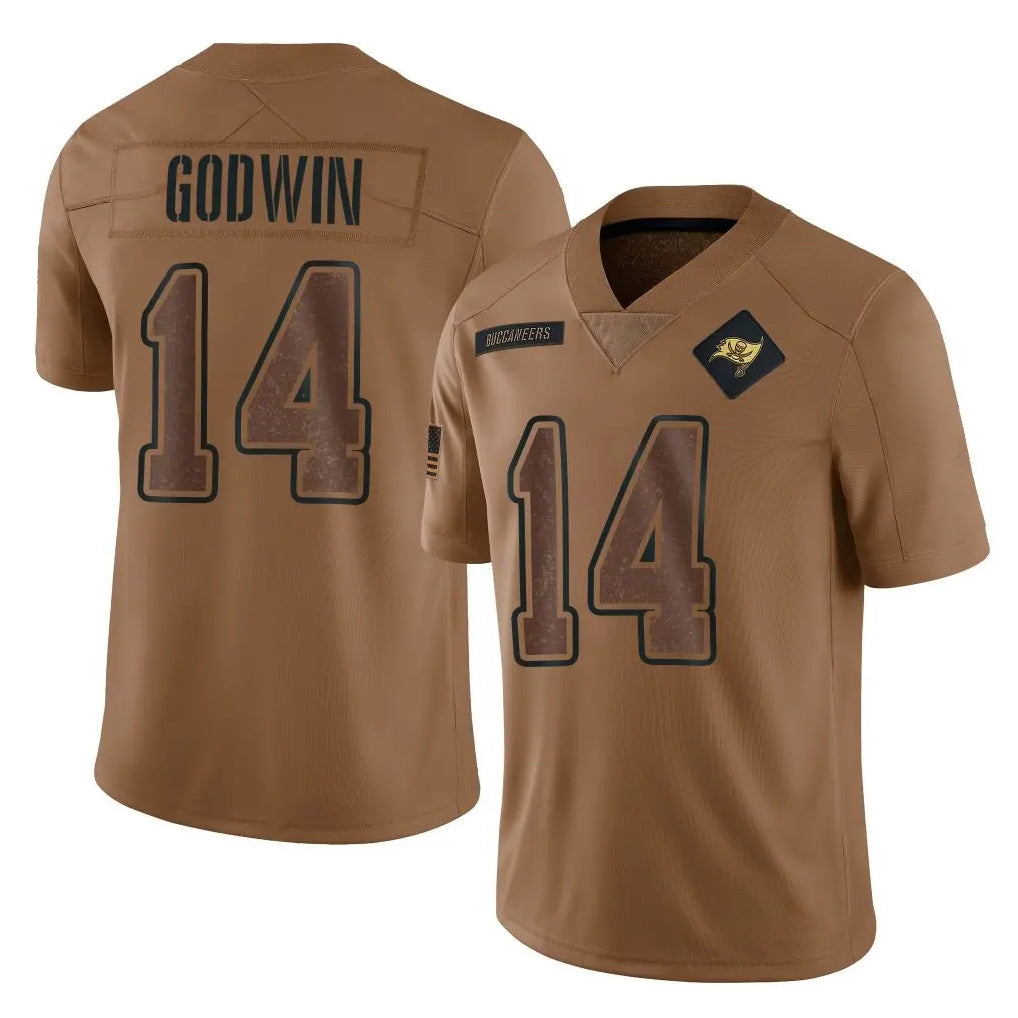 Tuec TB.Buccaneers #14 Chris Godwin Jr. Player Brown Limited Salute To Service Home Game Stitched Jerseys