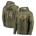 Tuec TB.Buccaneers #14 Chris Godwin Jr. Player Olive Salute to Service Pullover Hoodie Home Game Stitched Jerseys