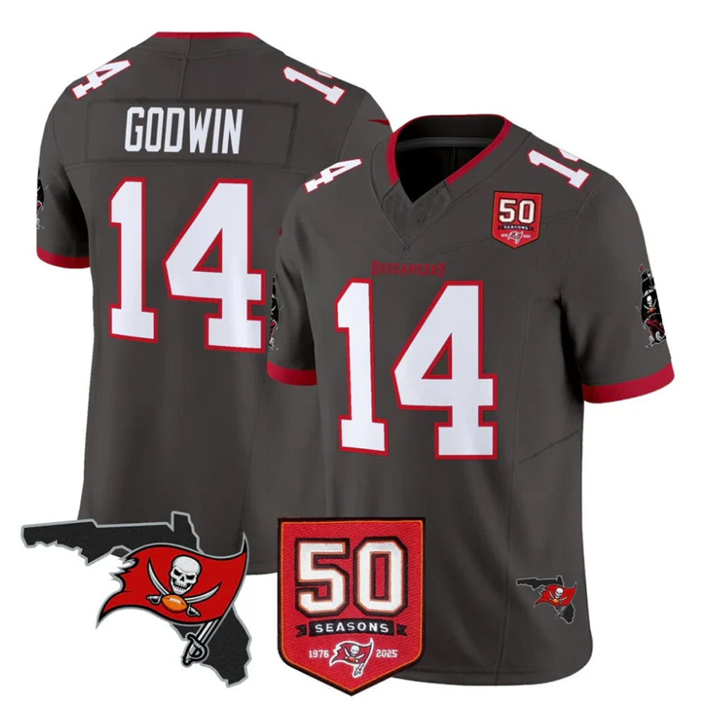 Tuec TB.Buccaneers #14 Chris Godwin Jr. Player Pewter Limited 2026 Season Vapor F.U.S.E. Home Game Stitched Jerseys