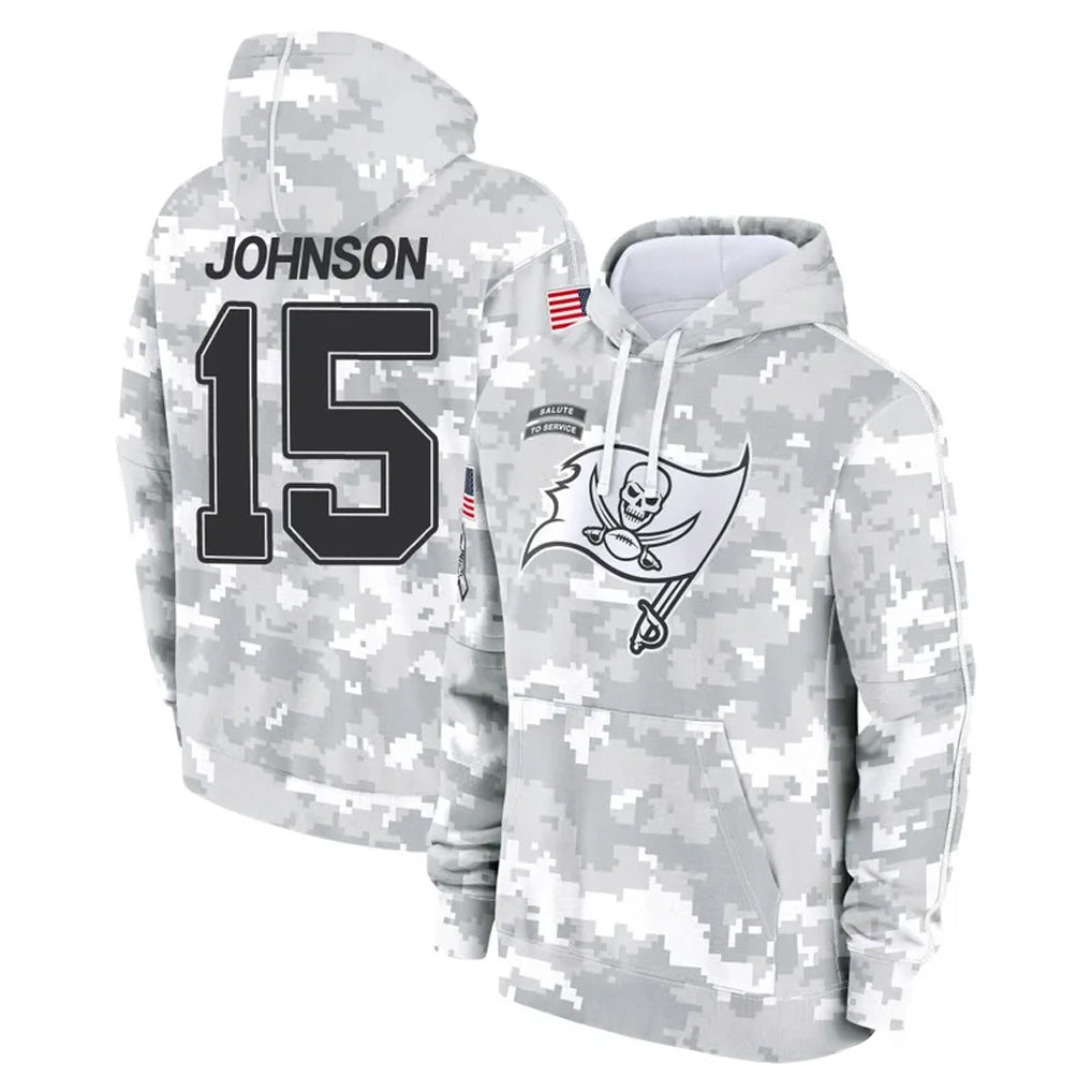 Tuec TB.Buccaneers #15 Tez Johnson Player Arctic Camo Limited Salute to Service Pullover Hoodies Game Stitched Jerseys