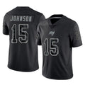 Tuec TB.Buccaneers #15 Tez Johnson Player Black Reflective Limited Home Game Stitched Jerseys