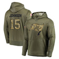 Tuec TB.Buccaneers #15 Tez Johnson Player Olive Salute to Service Pullover Hoodie Home Game Stitched Jerseys