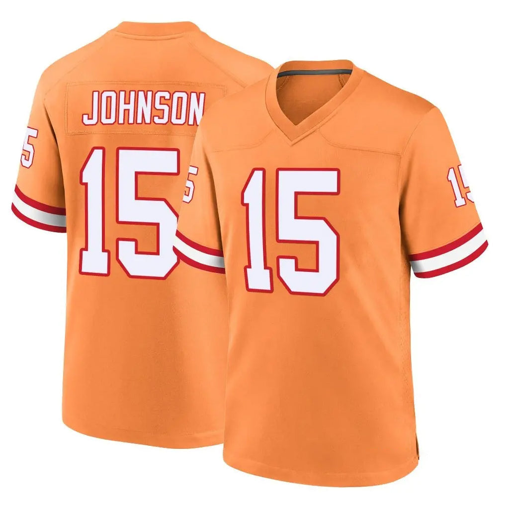 Tuec TB.Buccaneers #15 Tez Johnson Player Orange Throwback Home Game Stitched Jerseys