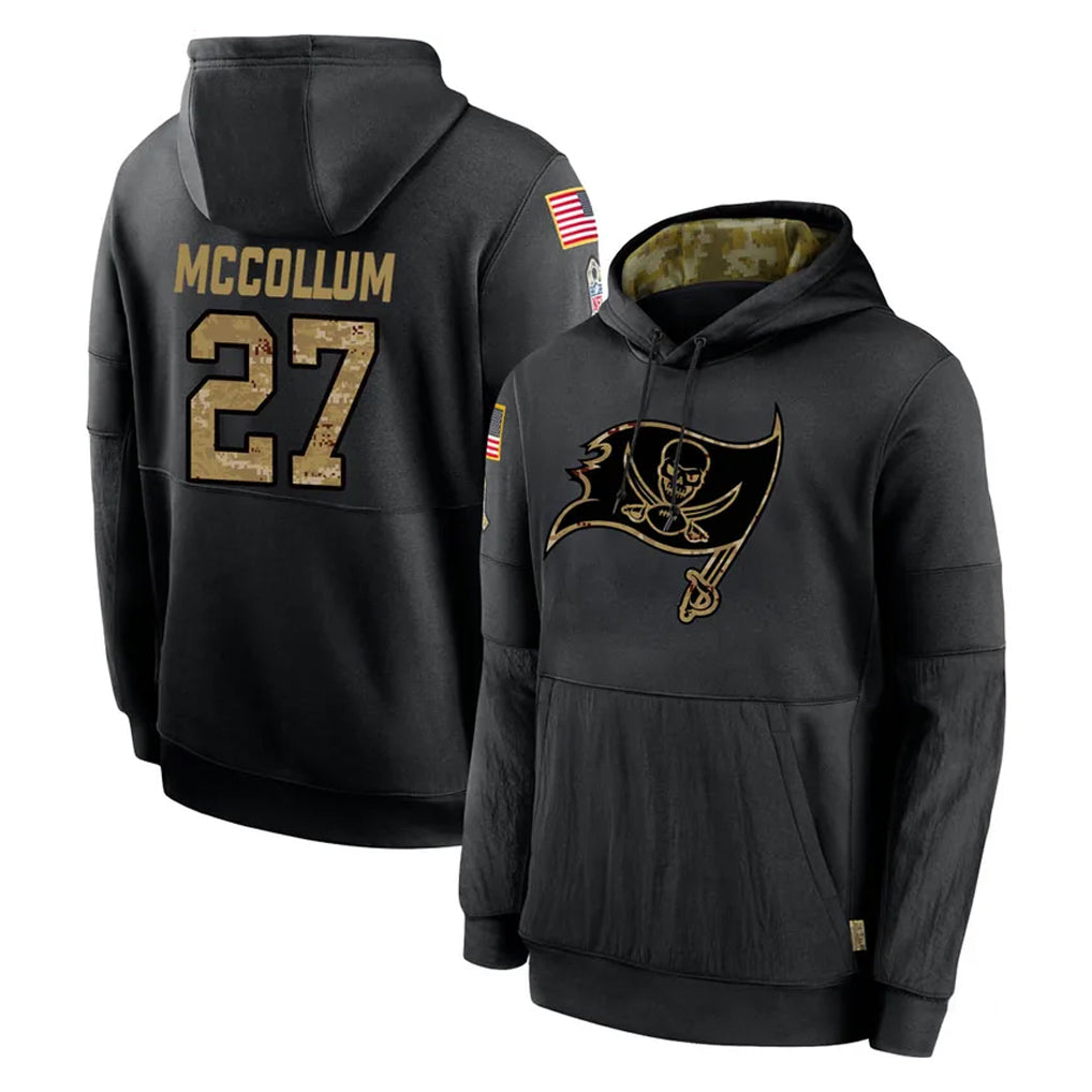 Tuec TB.Buccaneers #27 Zyon McCollum Player Black Salute to Service Sideline Performance Pullover Hoodies Home Game Stitched Jerseys